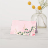 Girly Olifant Roze Bloemen Rozen Eten Label Plaatskaartje (Achterkant)
