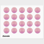 Girly Ombre Pink Paarse Glitter Monogram Naam Ronde Sticker (Vel)