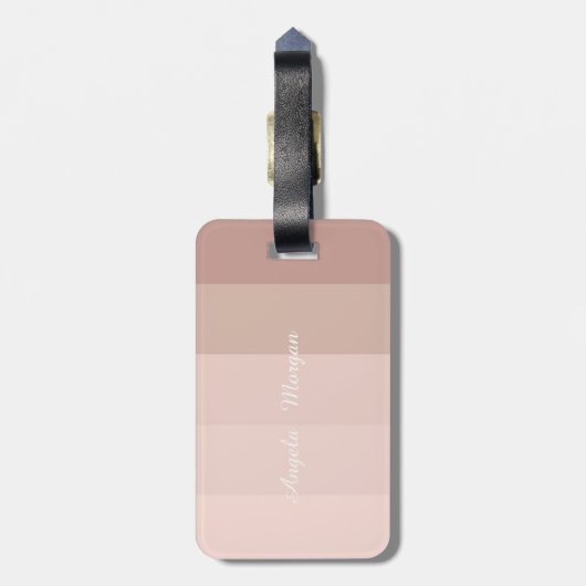 Girly Ombre Striped Monogram-Gepersonaliseerd Bagagelabel (Achterkant verticaal)