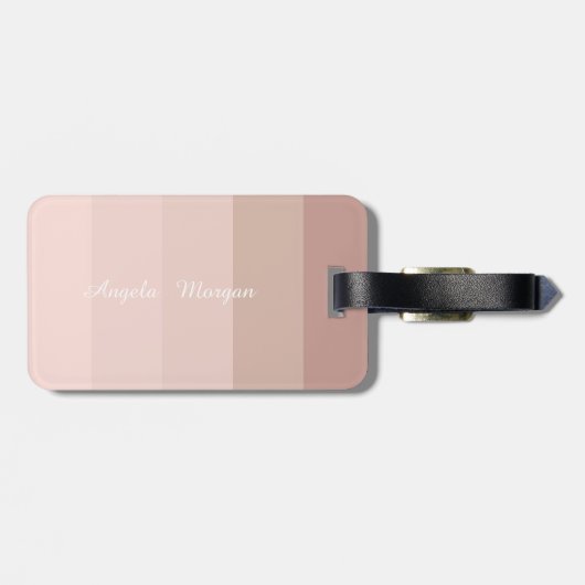 Girly Ombre Striped Monogram-Gepersonaliseerd Bagagelabel (Achterkant horizontaal)