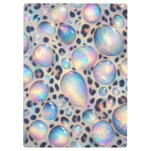 Girly Opal Leopard Print Office School Klembord (Achterkant)