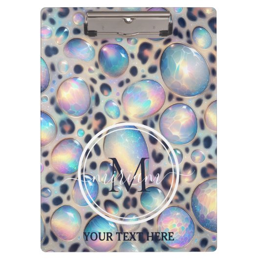 Girly Opal Leopard Print Office School Klembord (Voorkant)