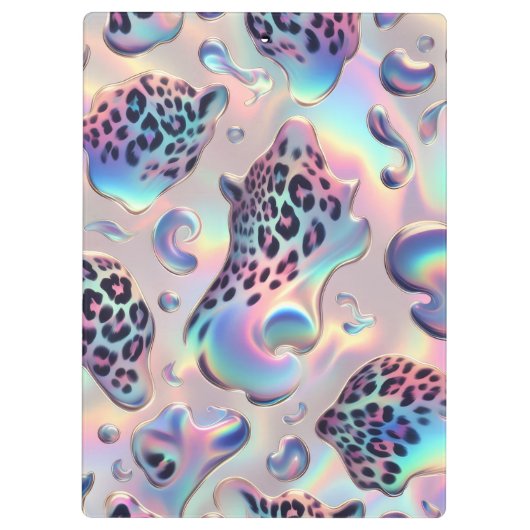 Girly Opal Leopard Print Office School Klembord (Achterkant)