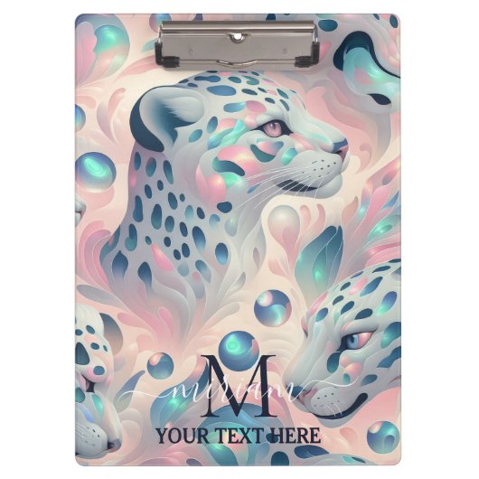 Girly Opal Leopard Print Office School Klembord (Voorkant)