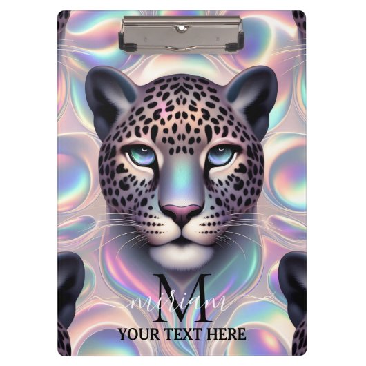 Girly Opal Leopard Print Office School Klembord (Voorkant)