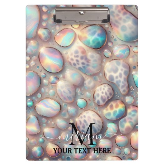 Girly Opal Leopard Print Office School Klembord (Voorkant)