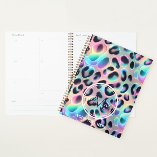 Girly Opal Leopard Print Office School Planner (Display)