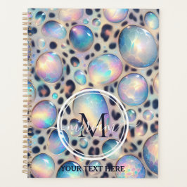 Girly Opal Leopard Print Office School Planner