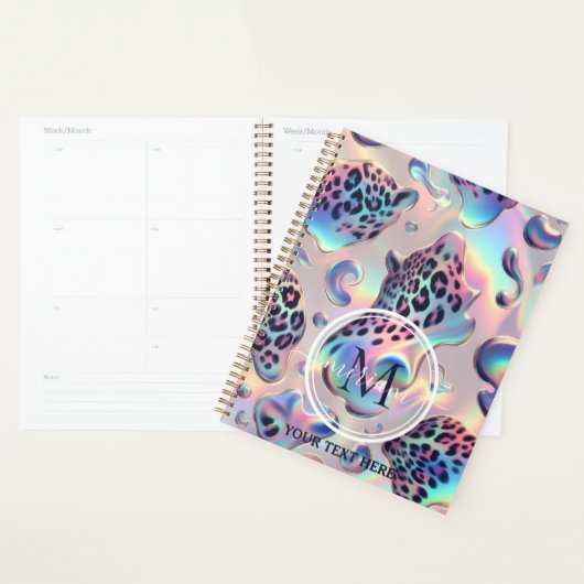Girly Opal Leopard Print Office School Planner (Display)