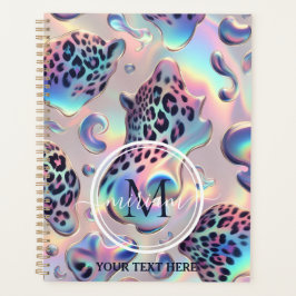 Girly Opal Leopard Print Office School Planner