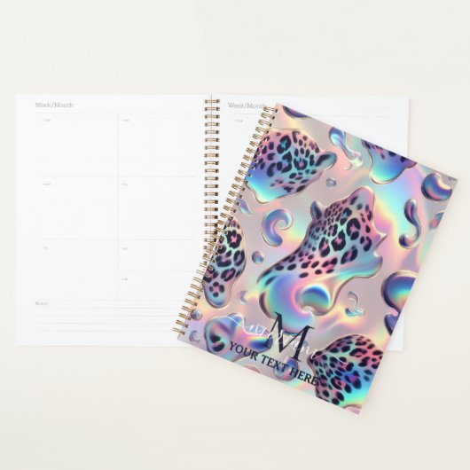 Girly Opal Leopard Print Office School Planner (Display)