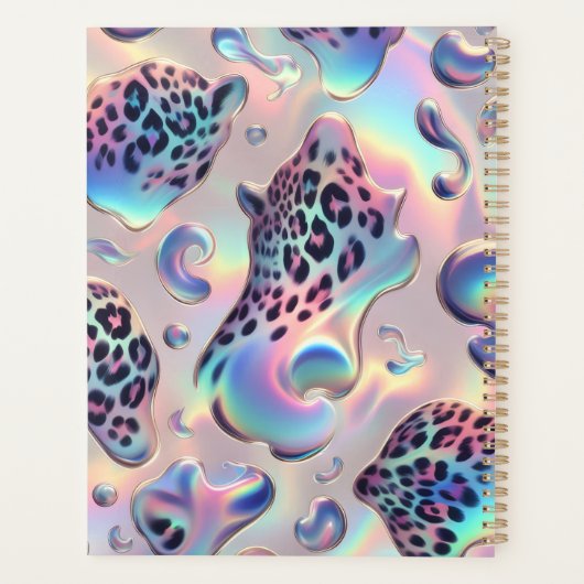 Girly Opal Leopard Print Office School Planner (Achterkant)