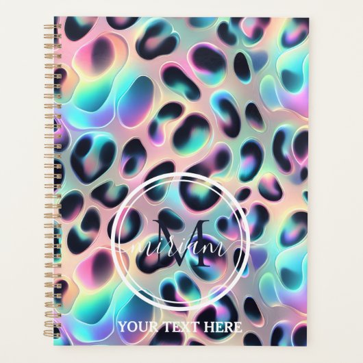 Girly Opal Luipaardprint Kantoor School Planner (Voorkant)