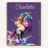 Girly opfokpaard aangepaste naam planner notitieboek (Voorkant)