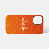 Girly Orange Glitter Sparkles Monogram Script Name iPhone Hoesje (Achterkant horizontaal)