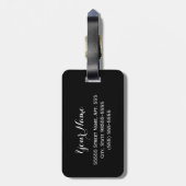 Girly Oranje Black Jaguar Cute Ribbon met naam Bagagelabel (Achterkant verticaal)