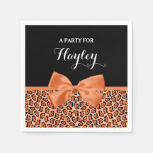 Girly Oranje Black Jaguar Cute Ribbon met naam