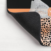 Girly Oranje Cheetah Print Cute Roos Bow and Name Muismat (Hoek)