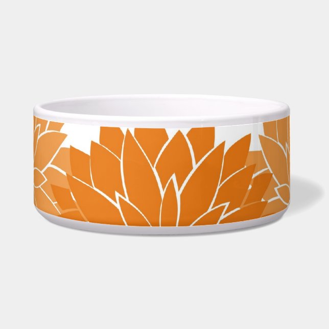  Girly Oranje Flower Blossom Floral Print Voerbakje (Voorkant)