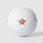 Girly Oranje Gold Starfish Golfballen (Voorkant)