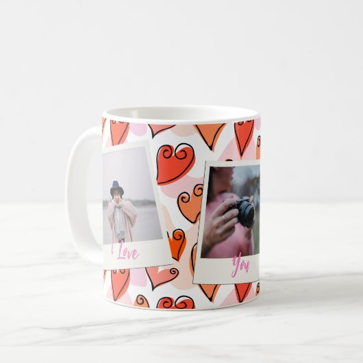 Girly Oranje Harten Schattigee Romantische Valenti Koffiemok (Voorkant links)