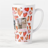 Girly Oranje Harten Schattigee Romantische Valenti Latte Mok (Rechts)