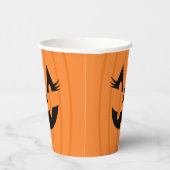 Girly Oranje Jack O Lantern met Lashes Halloween Papieren Bekers (Rechts)