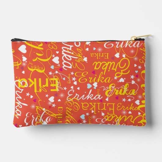 Girly Oranje-rode naam, harten en sterren Etui (Achterkant)