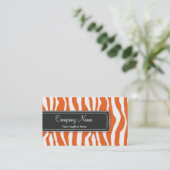 Girly Oranje Zebra Print Visitekaartje (Staand voorkant)