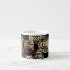 Girly Orchid Floral Blossom Typografie Collage Espresso Kop