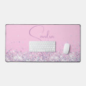Girly Orchid Roze en Glitter Gepersonaliseerd Bureaumat (Keyboard & Muis)