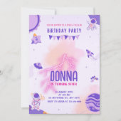 Girly Outer Space Festival Paarse roze verjaardag Kaart (Voorkant)