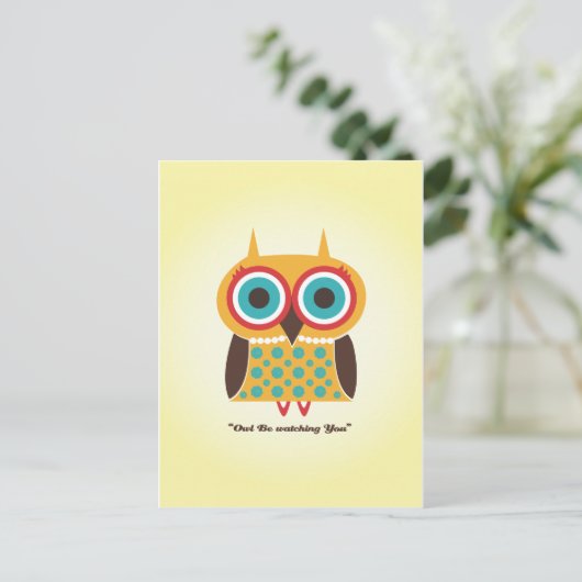 Girly Owl Briefkaart (Staand voorkant)