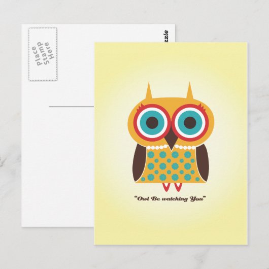 Girly Owl Briefkaart (Voorkant / Achterkant)