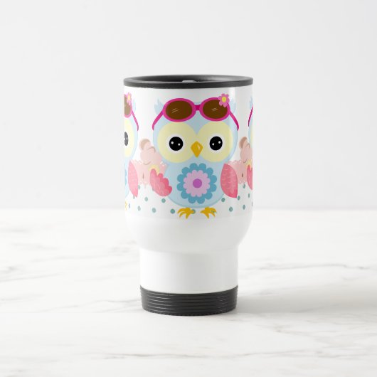 Girly Owl met parelkleurstoffen Reisbeker (Center)