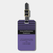 Girly Paars Black Argyle Diamond Pattern Labels (Voorkant verticaal)