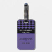 Girly Paars Black Argyle Diamond Pattern Labels (Achterkant verticaal)