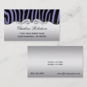 Girly Paars Black Zebra Paars Diamond  Visitekaartje (Voorkant / Achterkant)