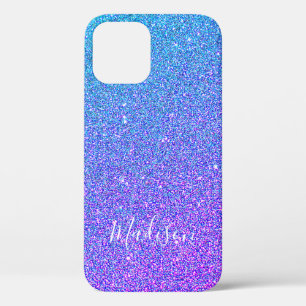 Girly Paars Blue Glitter Sparkle Ombre Name Case-Mate iPhone Case