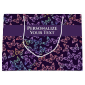  Girly Paars Butterfly Pattern, gepersonaliseerd Groot Cadeauzakje (Voorkant)
