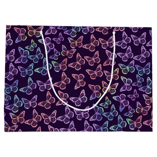  Girly Paars Butterfly Pattern, gepersonaliseerd Groot Cadeauzakje (Achterkant)