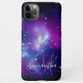 Girly Paars Celestial Photo Monogram iPhone Hoesje (Achterkant)