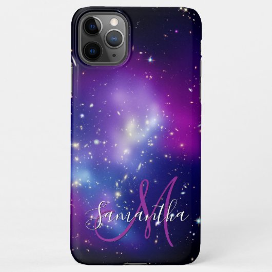 Girly Paars Celestial Photo Monogram iPhone Hoesje (Achterkant)