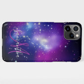 Girly Paars Celestial Photo Monogram iPhone Hoesje (Achterkant horizontaal)