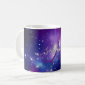 Girly Paars Celestial Photo Monogram Koffiemok (Voorkant links)
