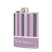 Girly Paars Chevron Stripes Pattern met naam Heupfles (Links)