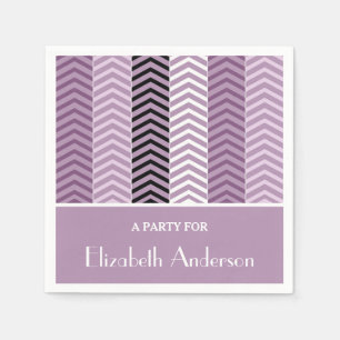 Girly Paars Chevron Stripes Pattern met naam Servetten