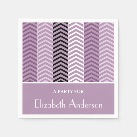 Girly Paars Chevron Stripes Pattern met naam Servetten (Voorkant)