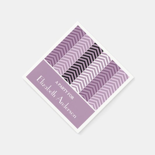 Girly Paars Chevron Stripes Pattern met naam Servetten (Hoek)