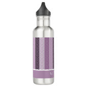 Girly Paars Chevron Stripes Pattern met naam Waterfles (Links)